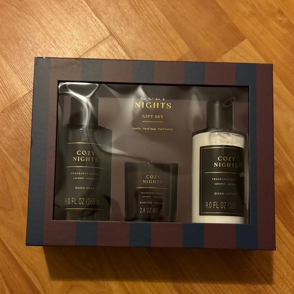 3pc Cozy Nights Personal Care Hand Soap & Lotion Candle Gift Set Blue -Threshold